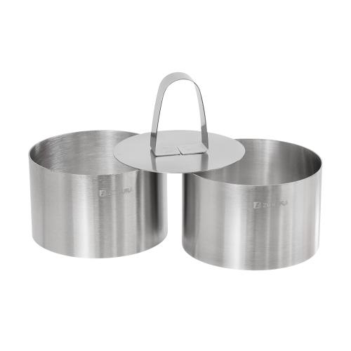 Set 2 inele de patiserie si presa, inox, 8x5cm - Zokura 1 Set 2 inele de patiserie si presa, inox, 8x5cm - Zokura