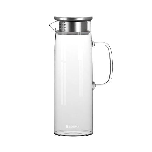 Carafa sticla cu capac din inox, 1,2L - Zokura 1 Carafa sticla cu capac din inox, 1,2L - Zokura