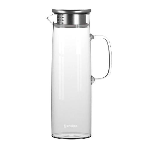 Carafa sticla cu capac din inox, 1,5L - Zokura 1 Carafa sticla cu capac din inox, 1,5L - Zokura