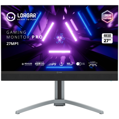 Monitor Gaming Fast IPS MiniLED Lorgar 27inch 27MP1, UHD (3840x2160), HDMI, DisplayPort, AMD FreeSync/G-Sync, Boxe, 160 Hz, 1 ms (Negru/Gri)