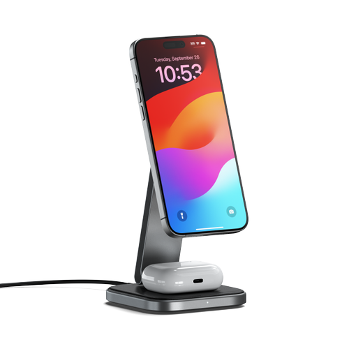 Incarcator Wireless Pliabil 2-in-1 Satechi ST-Q21FM, 15 W, Qi 2 (Gri) 1 Incarcator Wireless Pliabil 2-in-1 Satechi ST-Q21FM, 15 W, Qi 2 (Gri)