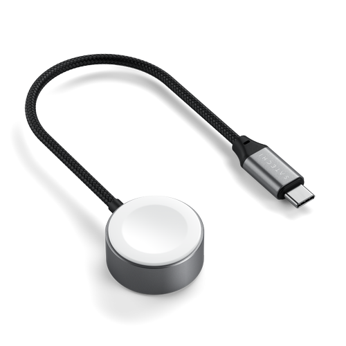 Cablu de incarcare magnetic Satechi ST-QCAWM pentru Apple Watch Seria 1-10, Watch Ultra si Ultra 2, Fast-Charge (Gri)