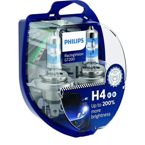 Set 2 Becuri auto PHILIPS Racing Vision GT200 H4 12V 60/55W P43T-39 1 Set 2 Becuri auto PHILIPS Racing Vision GT200 H4 12V 60/55W P43T-39