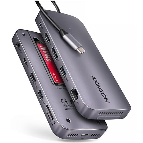 Hub USB Axagon HMC-12GM2, HDMI, USB 3.2 Gen 1, 0.5m, USB Type-C, RJ-45, SATA M.2, SD, Negru 1 Hub USB Axagon HMC-12GM2, HDMI, USB 3.2 Gen 1, 0.5m, USB Type-C, RJ-45, SATA M.2, SD, Negru