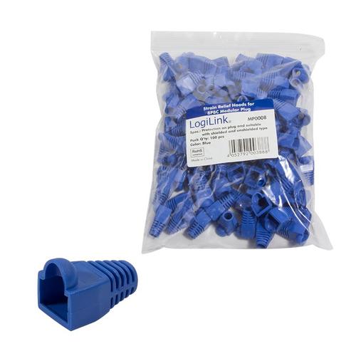 Set 100 mansoane de protectie mufe modulare, Logilink, Albastru 1 Set 100 mansoane de protectie mufe modulare, Logilink, Albastru