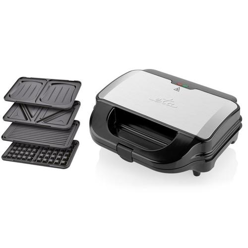 Aparat pentru sandwichmaker, Eta, diverse tave interchimbabile, Negru/Argintiu 1 Aparat pentru sandwichmaker, Eta, diverse tave interchimbabile, Negru/Argintiu