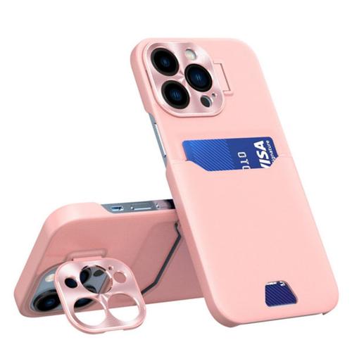 Husa Lemontti Leather Stand compatibila cu iPhone 14 Pro, Roz, cu suport pentru card 1 Husa Lemontti Leather Stand compatibila cu iPhone 14 Pro, Roz, cu suport pentru card
