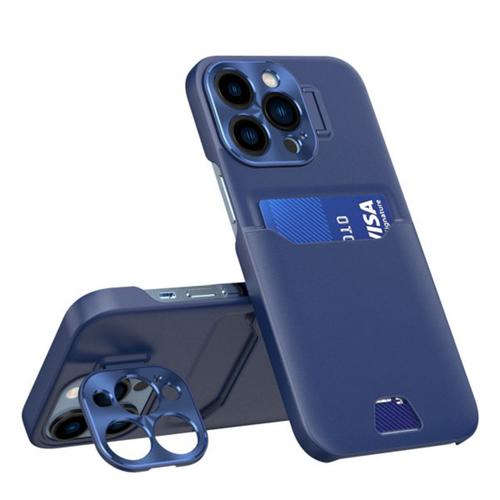 Husa Lemontti Leather Stand compatibila cu iPhone 14 Pro, Albastru, cu suport pentru card 1 Husa Lemontti Leather Stand compatibila cu iPhone 14 Pro, Albastru, cu suport pentru card