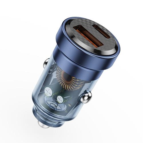 Incarcator Auto Lemontti Fast Charge Dual Port PD Type-C + USB QC, 45W (Transparent/Albastru) 1 Incarcator Auto Lemontti Fast Charge Dual Port PD Type-C + USB QC, 45W (Transparent/Albastru)