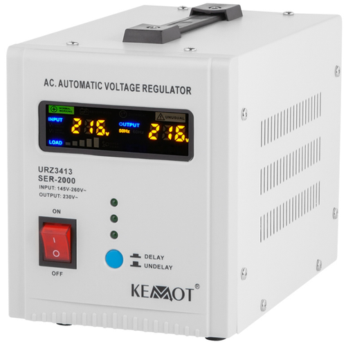 Stabilizator tensiune automat Kemot URZ3413, afisaj LED, Randament 98%, 2000VA (Alb) 1 Stabilizator tensiune automat Kemot URZ3413, afisaj LED, Randament 98%, 2000VA (Alb)