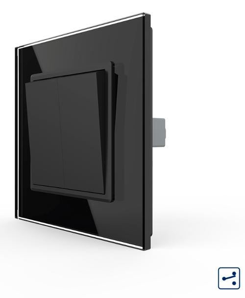 Intrerupator Dublu Mecanic LIVOLO cu Rama din Sticla - Serie Noua (Negru) 1 Intrerupator Dublu Mecanic LIVOLO cu Rama din Sticla - Serie Noua (Negru)