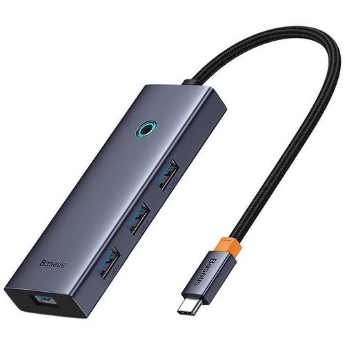 Hub Baseus UltraJoy 6-in-1, 2x USB-C , 1x HDMI, 4x USB 3.0, 1xPD, 100W (Gri) 1 Hub Baseus UltraJoy 6-in-1, 2x USB-C , 1x HDMI, 4x USB 3.0, 1xPD, 100W (Gri)