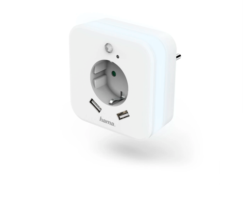 Lampa veghe Hama 133752 cu adaptor priza + 2 x USB (Alb) 1 Lampa veghe Hama 133752 cu adaptor priza + 2 x USB (Alb)