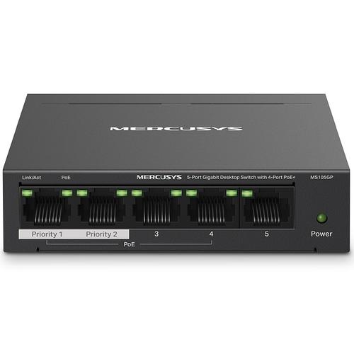 Switch PoE Desktop Mercusys MS105GP, 5 porturi Gigabit, 4 porturi PoE+ (Negru) 1 Switch PoE Desktop Mercusys MS105GP, 5 porturi Gigabit, 4 porturi PoE+ (Negru)