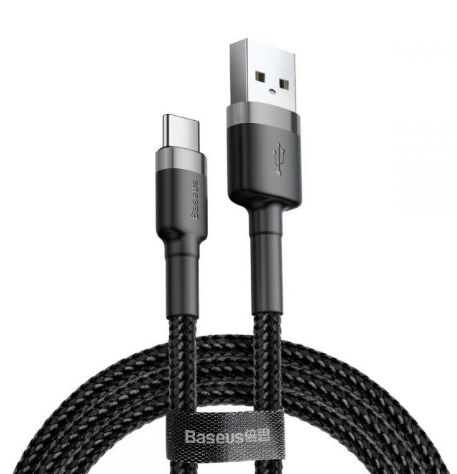 Cablu de date Baseus Cafule Series CATKLF-BG1, Type-C, 1 m, 3A, 480 Mbps (Negru/Gri) 1 Cablu de date Baseus Cafule Series CATKLF-BG1, Type-C, 1 m, 3A, 480 Mbps (Negru/Gri)