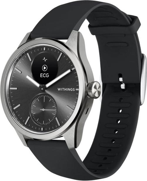 Smartwatch Withings Scanwatch 2, 42mm, Ecran OLED, Sticla Safir, Monitorizare Somn, Activitate, Temperatura, SpO2 (Argintiu/Negru)