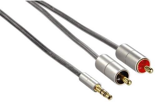 Cablu Audio Hama Aluline 80865, Jack 3.5 mm - 2 x RCA, 2 m (Argintiu) 1 Cablu Audio Hama Aluline 80865, Jack 3.5 mm - 2 x RCA, 2 m (Argintiu)