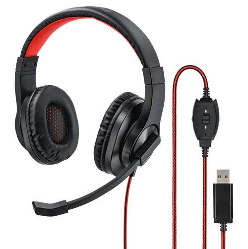 Casti HAMA PC-Office HS-USB400, Microfon, USB (Negru/Rosu) 1 Casti HAMA PC-Office HS-USB400, Microfon, USB (Negru/Rosu)