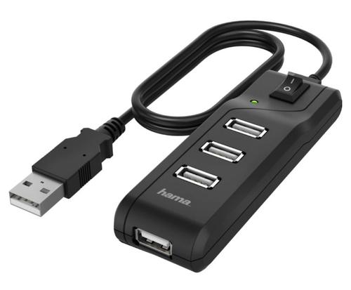 Hub USB Hama 200118, 4 x USB 2.0, 480 Mbit/s, comutator pornit/oprit (Negru) 1 Hub USB Hama 200118, 4 x USB 2.0, 480 Mbit/s, comutator pornit/oprit (Negru)