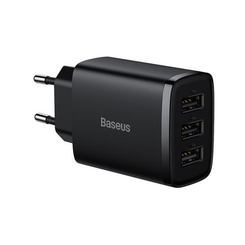Incarcator retea Compact, Baseus, 3x USB-A 17W (Negru) 1 Incarcator retea Compact, Baseus, 3x USB-A 17W (Negru)