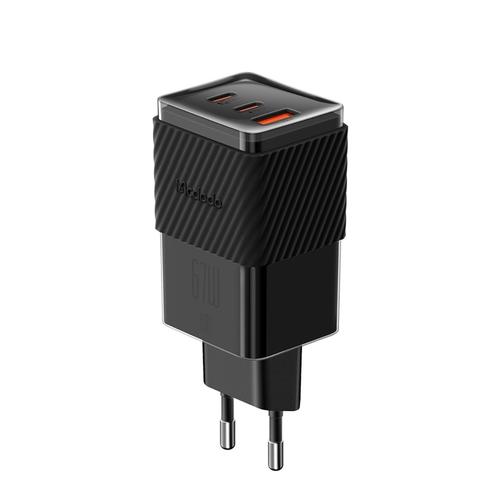 Incarcator Retea Port 2xType-C si 1xUSB-A Mcdodo Dichromatic GaN5 Mini, Fast Charging PD 67W, Negru 1 Incarcator Retea Port 2xType-C si 1xUSB-A Mcdodo Dichromatic GaN5 Mini, Fast Charging PD 67W, Negru