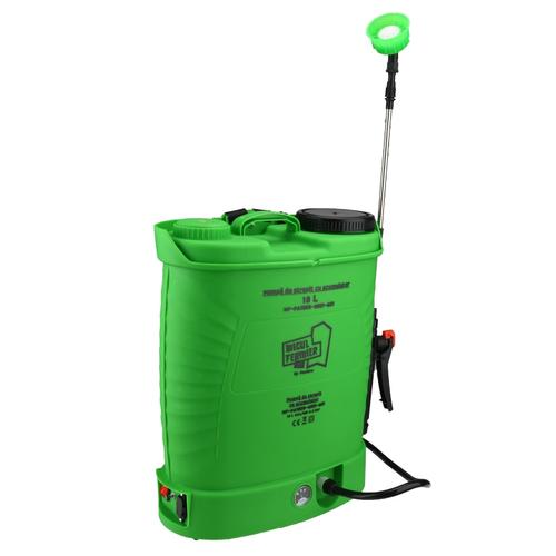 Pompa de stropit cu acumulator 8 Ah MICUL FERMIER MF-PA1009-S001-G01, rezervor 18 litri, debit 2.6 l/min, presiune max 5.5 bar, tija 58 cm 1 Pompa de stropit cu acumulator 8 Ah MICUL FERMIER MF-PA1009-S001-G01, rezervor 18 litri, debit 2.6 l/min, presiune max 5.5 bar, tija 58 cm
