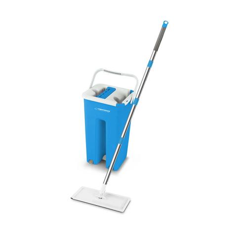 Set mop cu galeata, Esperanza Squeeze Mop Perfect Clean 96403, microfibra, rotire 360 grade, cuve separate pentru spalare si uscare (Alb/Albastru) 1 Set mop cu galeata, Esperanza Squeeze Mop Perfect Clean 96403, microfibra, rotire 360 grade, cuve separate pentru spalare si uscare (Alb/Albastru)
