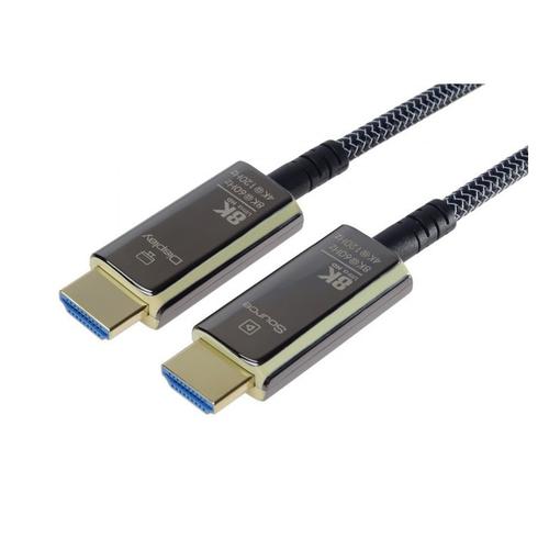 Cablu HDMI Optic, 48Gbps, 8K@60Hz, Active Optical (AOC), V2.1, manson de plasa, conectori auriti, 5m, PremiumCord kphdm21t05 1 Cablu HDMI Optic, 48Gbps, 8K@60Hz, Active Optical (AOC), V2.1, manson de plasa, conectori auriti, 5m, PremiumCord kphdm21t05