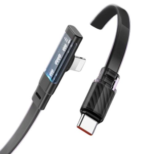 Cablu de date Mcdodo Type-C - Lightning Dichromatic 90 grade, Fast Charging, 36W, LED, 1.8m, Negru 1 Cablu de date Mcdodo Type-C - Lightning Dichromatic 90 grade, Fast Charging, 36W, LED, 1.8m, Negru