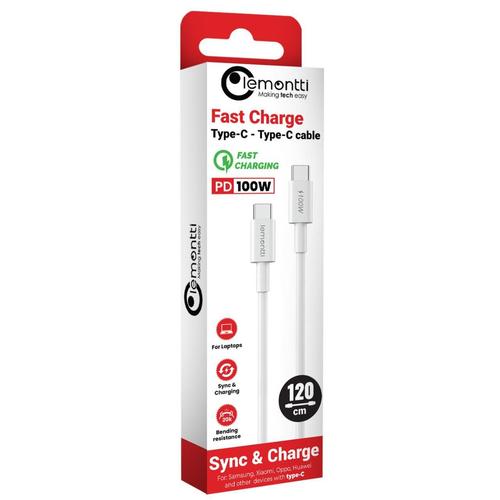 Cablu de date Lemontti LEMCFTCPD100A, Fast Charge, Type-C la Type-C, PD, 100W, 1.2m, Alb 1 Cablu de date Lemontti LEMCFTCPD100A, Fast Charge, Type-C la Type-C, PD, 100W, 1.2m, Alb