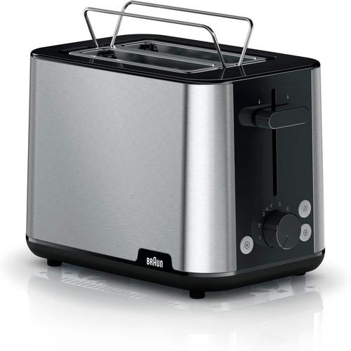 Prajitor de paine Braun PurEase HT 1510, 2 felii, 900 W (Inox/Negru)