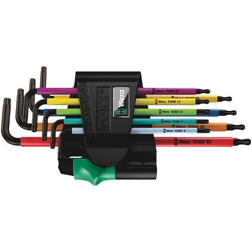 Set de 9 chei imbus cu gaura, profil torx, multicolor, T8-T40, Wera 967/9 TS 1 Set de 9 chei imbus cu gaura, profil torx, multicolor, T8-T40, Wera 967/9 TS