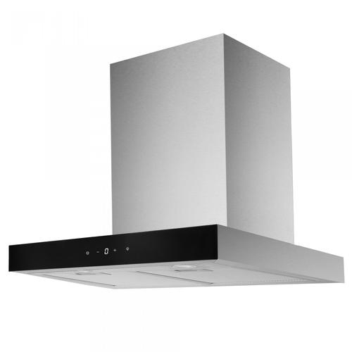 Hota decorativa Samus HS661DGX, 100 W, Control electronic tactil, 9 trepte, parte frontala din sticla neagra (Inox)
