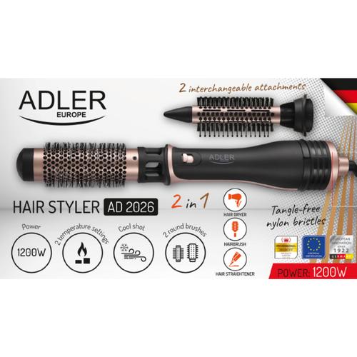 Ondulator-uscator de par Adler AD2026, 2 in 1, Ceramica, 1200W (Negru/Roz) 1 Ondulator-uscator de par Adler AD2026, 2 in 1, Ceramica, 1200W (Negru/Roz)