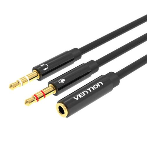 Cablu audio 2x 3,5 mm mascul la 4 poli mama 3,5 mm 0,3 m Vention BBTBY (Negru) 1 Cablu audio 2x 3,5 mm mascul la 4 poli mama 3,5 mm 0,3 m Vention BBTBY (Negru)