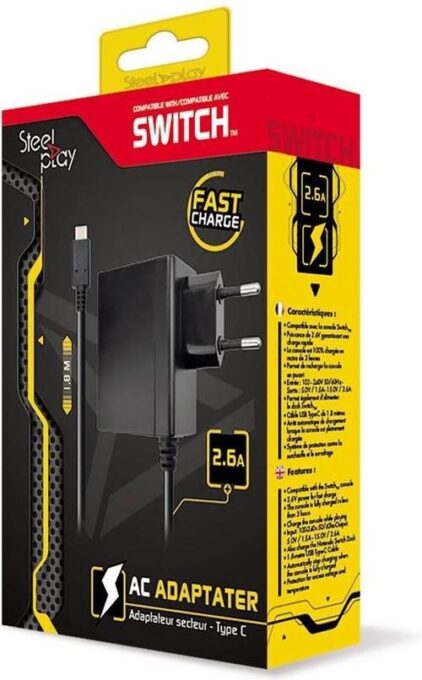 Adaptor AC Steel Play, USB-C, 100-240 V, 50/60 Hz, Pentru Ninstendo Switch (Negru) 1 Adaptor AC Steel Play, USB-C, 100-240 V, 50/60 Hz, Pentru Ninstendo Switch (Negru)