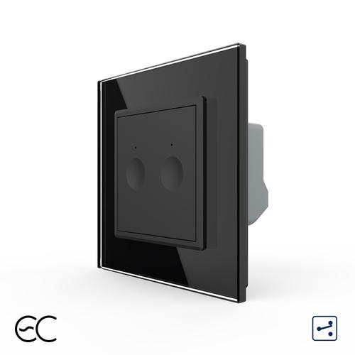 Intrerupator Dublu Cap Scara / Cruce cu Touch LIVOLO cu Rama din Sticla - Protocol Zigbee EC (Negru) 1 Intrerupator Dublu Cap Scara / Cruce cu Touch LIVOLO cu Rama din Sticla - Protocol Zigbee EC (Negru)