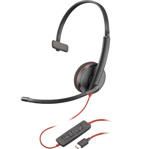 Casti call center Poly Blackwire 3210, Microfon, USB-C + Adaptor USB-C/A (Negru) 1 Casti call center Poly Blackwire 3210, Microfon, USB-C + Adaptor USB-C/A (Negru)