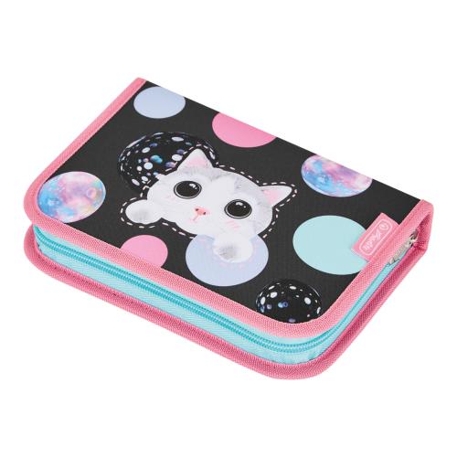 Penar echipat Herlitz motiv Cute Cat, 31 piese, cu 2 clape, dimensiune 14 x 20,3 x 3,5 cm 1 Penar echipat Herlitz motiv Cute Cat, 31 piese, cu 2 clape, dimensiune 14 x 20,3 x 3,5 cm