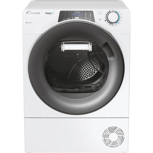 Uscator de rufe Candy Rapido Pro RPE H8A2TRE-S, Pompa de caldura, 8 kg, Clasa E, WiFi, Easy Case, Programe rapide de uscare, Dry Senzor, Kilo Detector (Alb)