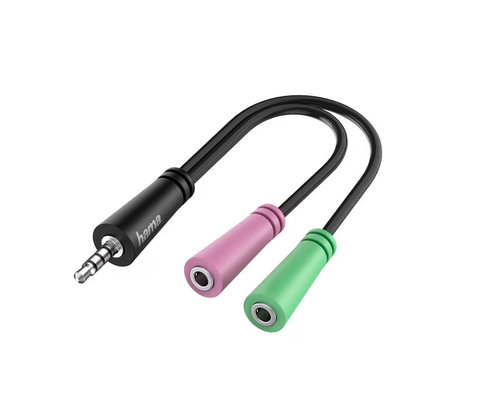 Adapter audio Hama 200352, Jack 3.5 mm - 2 x Jack 3.5 mm (Negru) 1 Adapter audio Hama 200352, Jack 3.5 mm - 2 x Jack 3.5 mm (Negru)