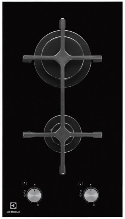 Plita incorporabila Domino Electrolux EGC3322NVK, Gaz, 2 arzatoare, 30 cm, Aprindere electrica integrata (Negru)