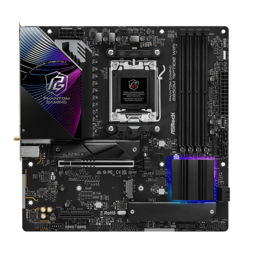 Placa de baza ASRocK Phantom Gaming B850M Riptide WiFi, AMD B850, Socket AM5, mATX