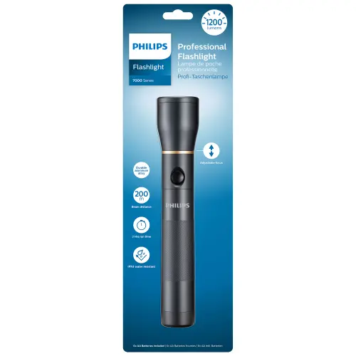 Lanterna LED Philips Everyday SFL7002T/10, 1200 lm, rezistenta la umezeala IPX4, baterii incluse 6xAA, Aluminiu