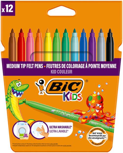 Markere/Carioci colorate ultralavabile BIC Kid Couleur, 12 culori 1 Markere/Carioci colorate ultralavabile BIC Kid Couleur, 12 culori
