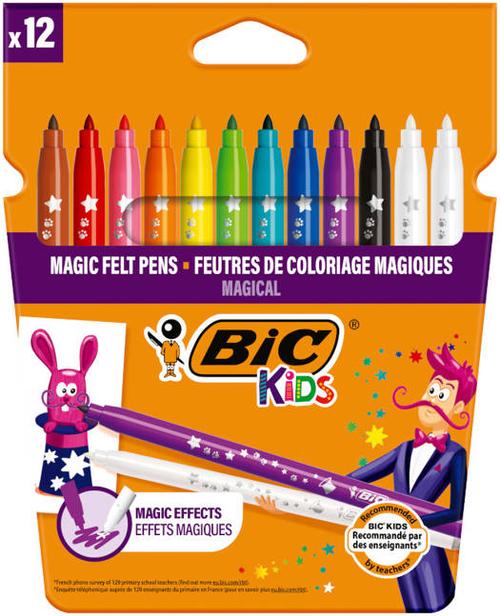 Markere/Carioci colorate lavabile BIC Colour&Erase, 12 culori 1 Markere/Carioci colorate lavabile BIC Colour&Erase, 12 culori