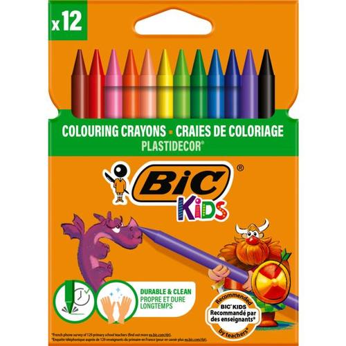 Creioane cerate plastifiate BIC Plastidecor, 12 culori 1 Creioane cerate plastifiate BIC Plastidecor, 12 culori