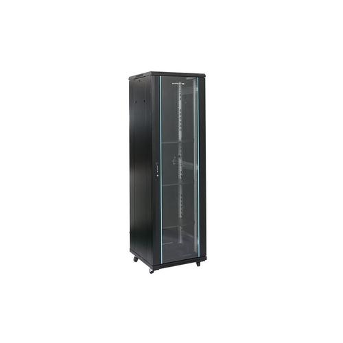 Rack 42U 600x800 DATEUP RAL 9004, montare pe podea, usa din sticla, panouri laterale detasabile si securizate, dezasamblat 1 Rack 42U 600x800 DATEUP RAL 9004, montare pe podea, usa din sticla, panouri laterale detasabile si securizate, dezasamblat