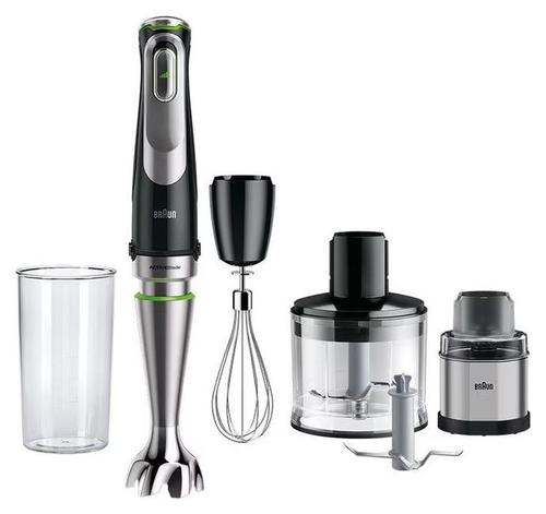 Blender de mana Braun MultiQuick 9 MQ9138XI, 1200 W, Pahar 0.6 l, Tocator 0.5 l, Inox (Negru)