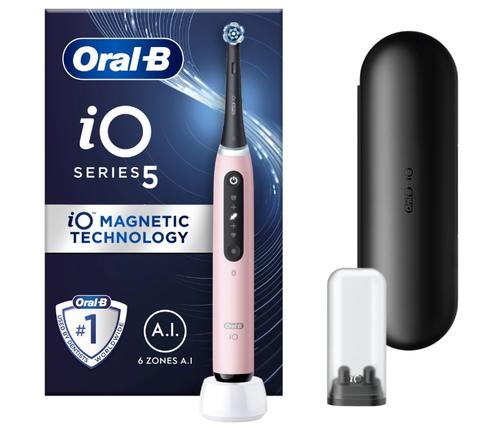 Periuta de dinti electrica Oral-B iO5 cu Tehnologie Magnetica si Micro-Vibratii, Inteligenta artificiala, Display conversational, Senzor de presiune Smart, 5 moduri, 1 capat, Trusa de calatorie (Roz) 1 Periuta de dinti electrica Oral-B iO5 cu Tehnologie Magnetica si Micro-Vibratii, Inteligenta artificiala, Display conversational, Senzor de presiune Smart, 5 moduri, 1 capat, Trusa de calatorie (Roz)